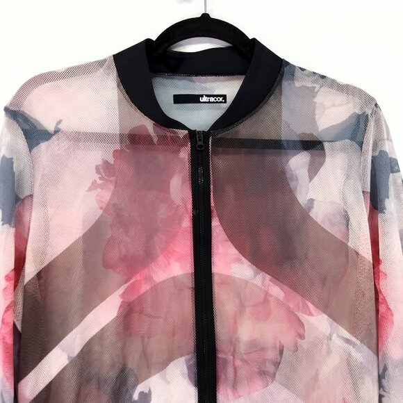 Ultracor Mesh Jacket Size Small Full Zip Sheer Floral Multi Sports Wear - Picture 3 of 12